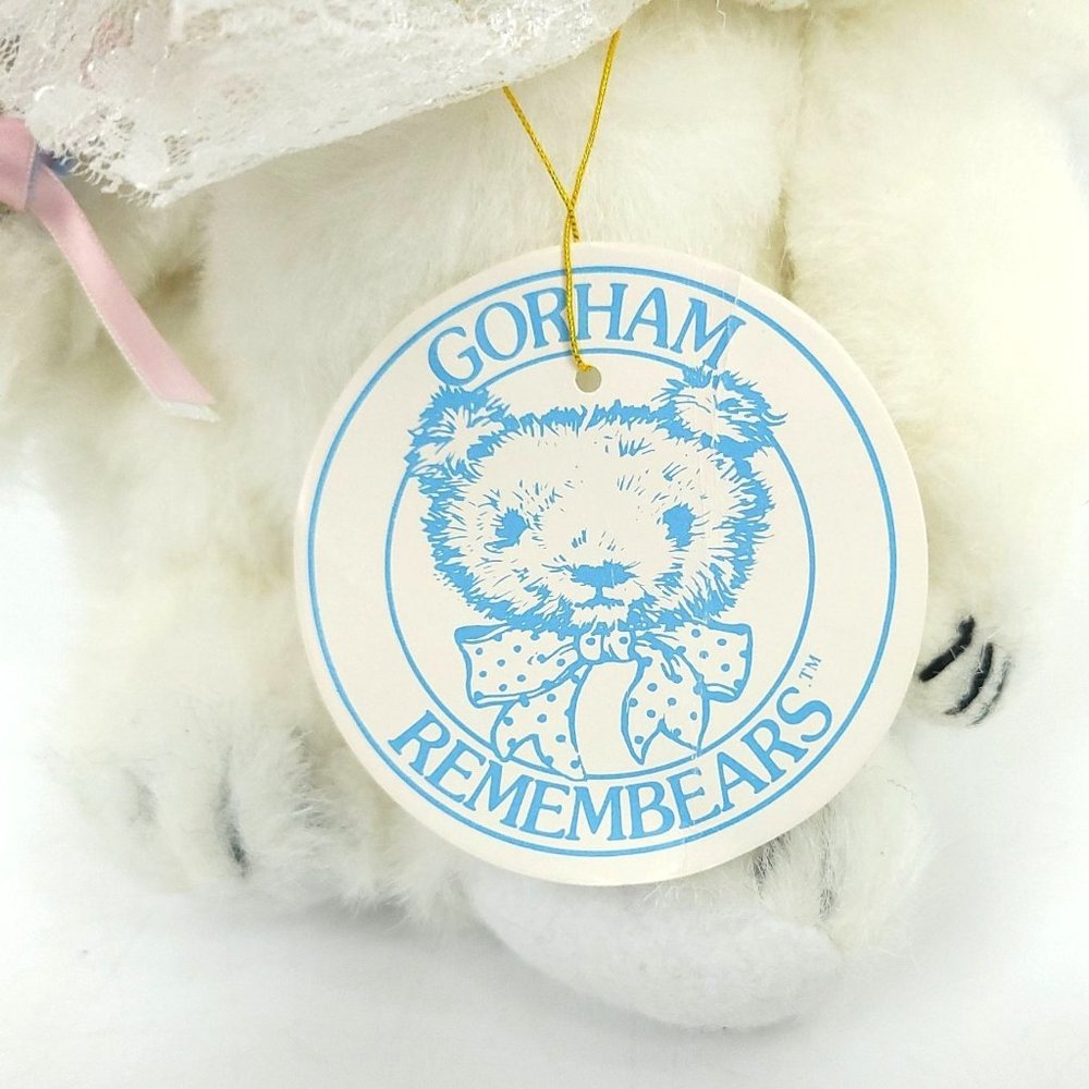 Vintage 1985 Gorham Remembears Teddy Bear Plush Stuffed Animal Toy Lace Collar - Picture 12 of 13